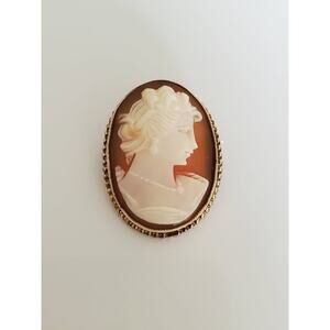 Vintage Victorian AMCO Gold-filled Cameo Pendant Brooch